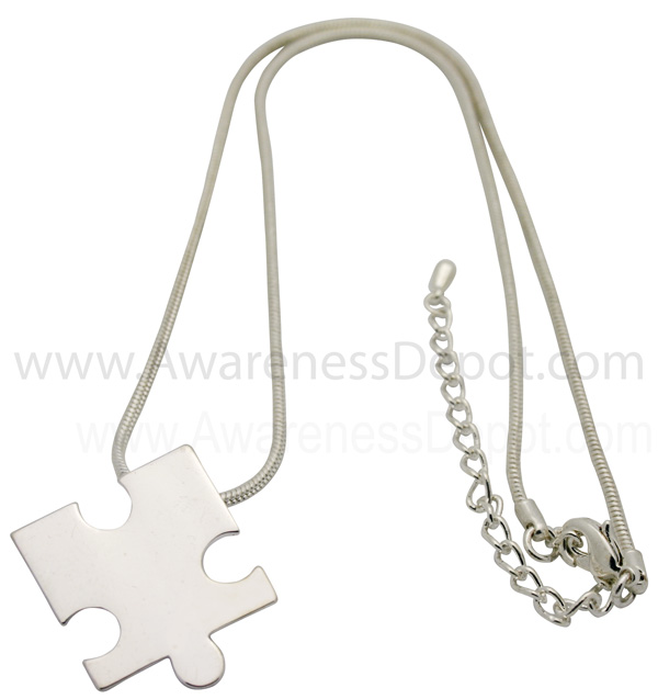 Autism Puzzle Piece Necklace - Autism Necklace- Silver Necklace