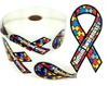 Autism Awareness Ribbon Stickers - 100 count