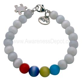 Autism Cat Eye Beads Sterling Silver Bracelet 2