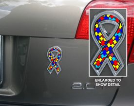 Autism Chrome Automobile Ribbon Emblem