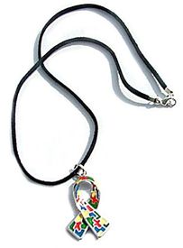 Autism Enamel Ribbon Necklace