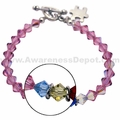 Autism Pink Swarovski Crystal and Sterling Silver Bracelet