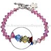 Autism Pink Swarovski Crystal and Sterling Silver Bracelet