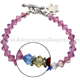 Autism Pink Swarovski Crystal and Sterling Silver Bracelet