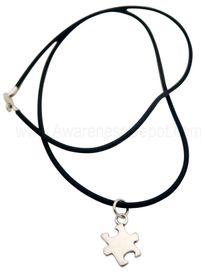 Autism Puzzle Charm Rubber Necklace