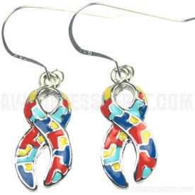 Autism Ribbon Charm Earrings