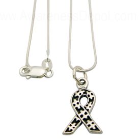 Autism Ribbon Charm Sterling Silver Necklace