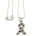 Autism Ribbon Charm Sterling Silver Necklace