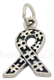 Autism Ribbon Sterling Silver Charm