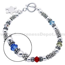 Autism Sterling Silver and Swarovski Crystal Bracelet