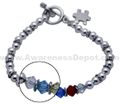 Autism Sterling Silver and Swarovski Crystal Charm Bracelet