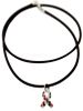 Autism Sterling Silver Swarovski Charm Rubber Necklace