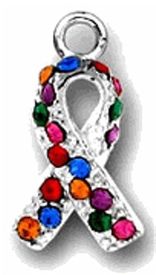 Autism Sterling Silver Swarovski Ribbon Charm