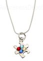Autism Swarovski Puzzle Charm and Sterling Silver Necklace 26