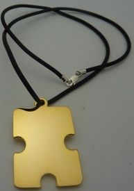 Autism Symmetrical Puzzle Piece Pendant Necklace Gold