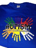 Blue Autism Awareness Adult Shirt "Support,Educate,Advocate"