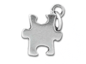 Large Sterling Silver Plated Autism Awareness Puzzle Charm