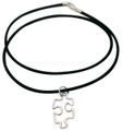 Sterling Silver Puzzle Piece Link Rubber Necklace