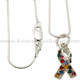 Swarovski Autism Charm Sterling Silver Necklace