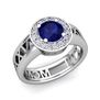 Build Roman Numeral Halo Engagement Ring with Diamond and Gemstone