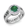 Build Roman Numeral Halo Engagement Ring with Diamond and Gemstone