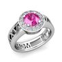 Build Roman Numeral Halo Engagement Ring with Diamond and Gemstone