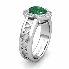 Build Halo Setting Roman Numeral Gemstone Diamond Engagement Ring