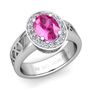 Build Halo Setting Roman Numeral Gemstone Diamond Engagement Ring