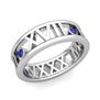 Custom Made 3 Stone Roman Numeral Wedding Ring Band, 7mm