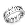 Custom Made 3 Stone Roman Numeral Wedding Ring Band, 7mm
