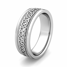 Customize Milgrain Celtic Wedding Ring for Men and Women in Gold and Platinum