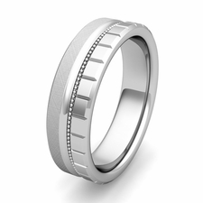 Customized Wedding Band Ring with Milgrain and Brick Details in Gold or Platinum
