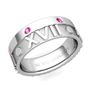 Custom Roman Numeral Diamond or Gemstone Wedding Band in Gold or Platinum