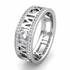 Custom Roman Numeral Eternity Wedding Ring in Gold or Platinum
