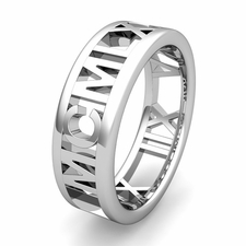 Custom Legacy Roman Numeral Wedding Ring Band in Gold or Platinum