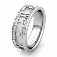 Custom Roman Numeral Wedding Ring in Eternity Band Setting