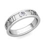 Custom Roman Numeral Wedding Ring with Solitaire Diamond and Gemstone, 5mm