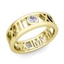 Custom Modern Roman Numeral Wedding Ring with Diamond and Gemstone, 7mm