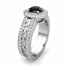 Build Roman Numeral Halo Engagement Ring with Diamond and Gemstone