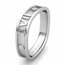 Custom Square Roman Numeral Wedding Band in Gold or Platinum
