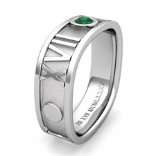 Custom Square Roman Numeral Wedding Band with Diamond or Gemstone, 7mm