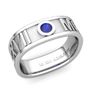 Custom Square Roman Numeral Wedding Band with Diamond or Gemstone, 7mm