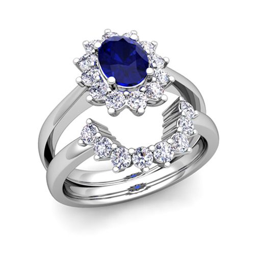 Sapphire and diamond bridal set sale