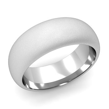 Dome Comfort Fit Wedding Band in Platinum, Satin Finish, 8mm