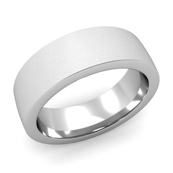Flat Comfort Fit Wedding Band in Platinum, Satin Finish, 7mm