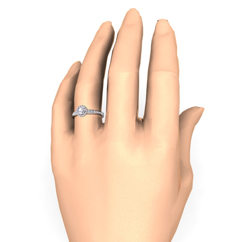 Halo Diamond Engagement Ring in Platinum Channel Set Ring 5mm