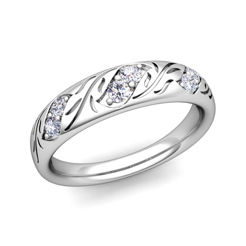 His and Hers Matching Diamond Wedding Band in Platinum|My Love