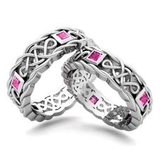 Matching Celtic Knot Wedding Band in Platinum Pink Sapphire Wedding Ring