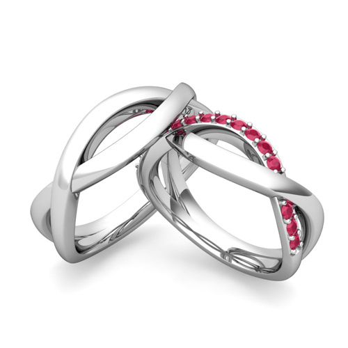 Matching Wedding Bands Ruby Infinity Wedding Ring in 14k Gold