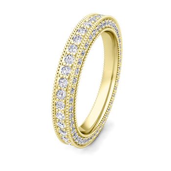 My Love Milgrain Diamond Anniversary Eternity Band Ring in 18k Gold